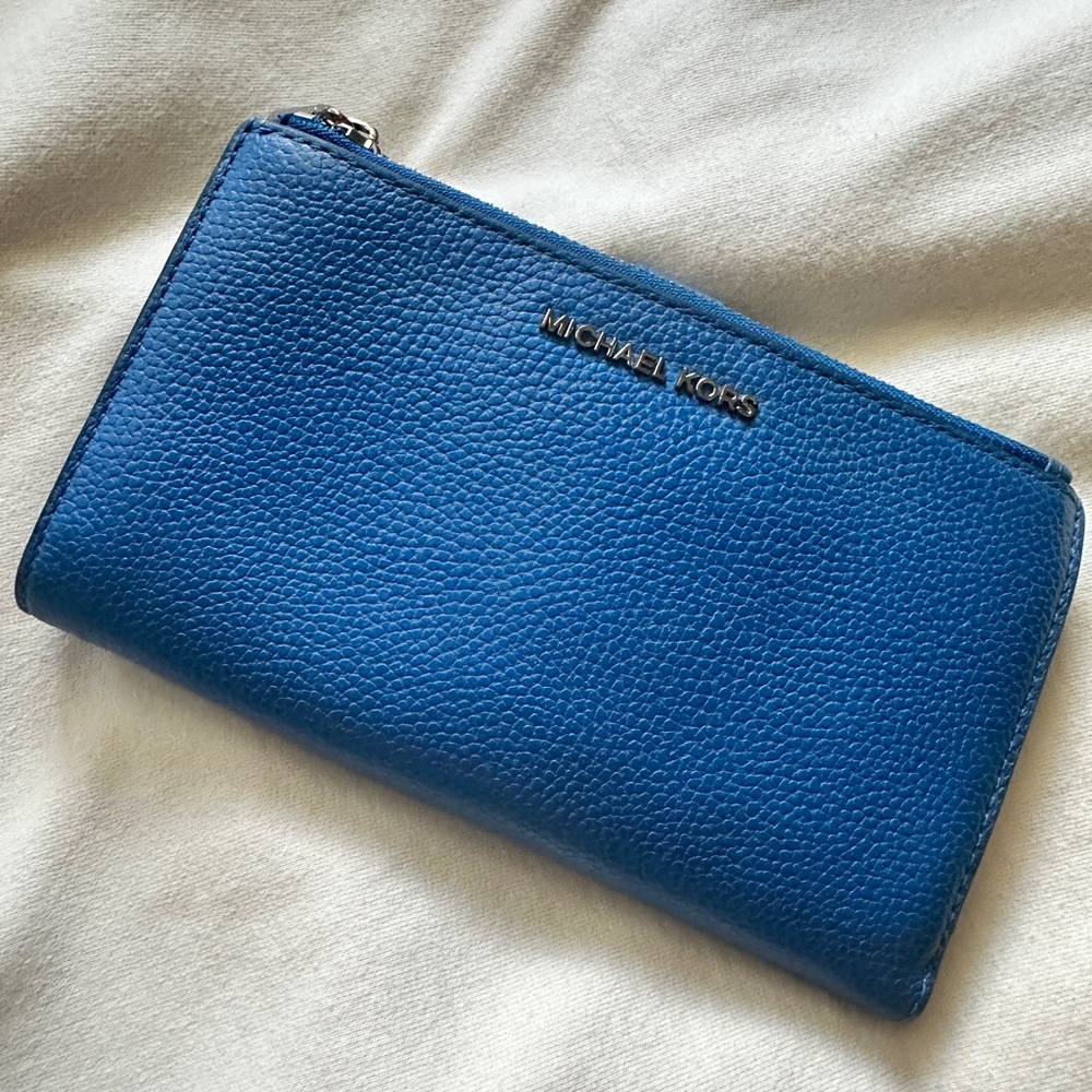 Used Michael Kors Cobalt Blue Pebbled Leather Wallet